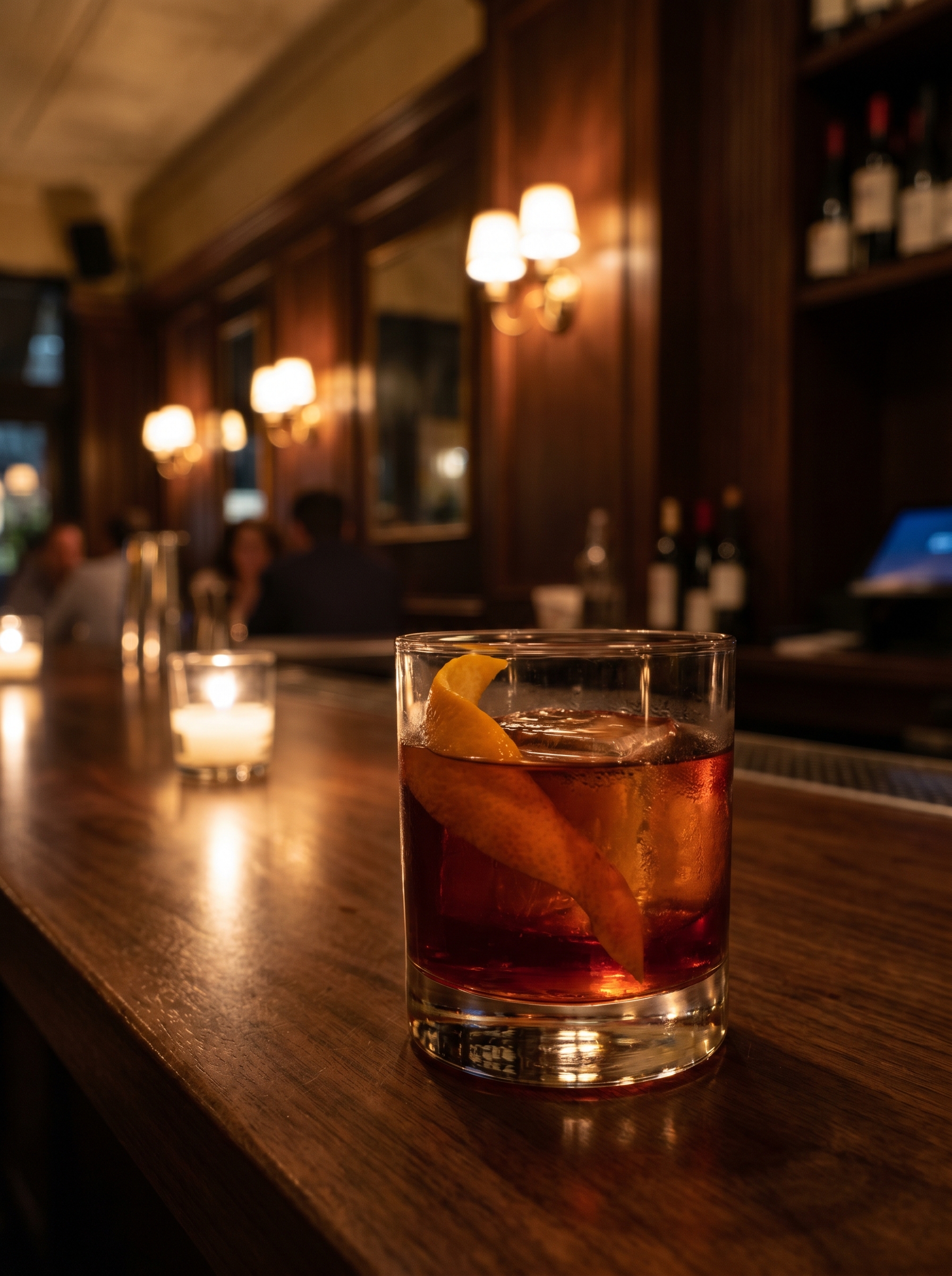 Negroni au comptoir, ambiance feutrée